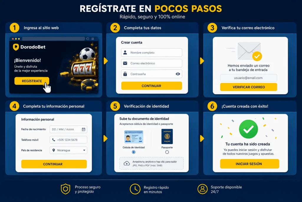 Guía paso a paso para crear una cuenta en DoradoBet Nicaragua de forma rápida y segura.