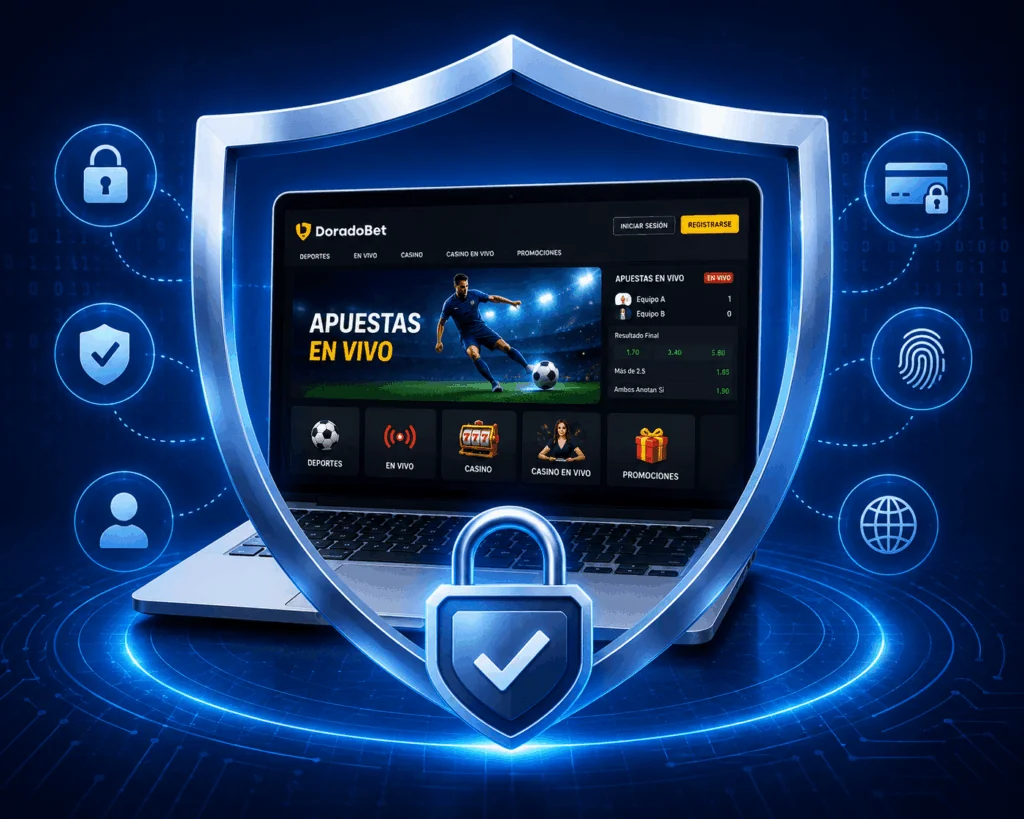 Plataforma protegida de DoradoBet Nicaragua con sistemas de seguridad para jugar y realizar transacciones con confianza.